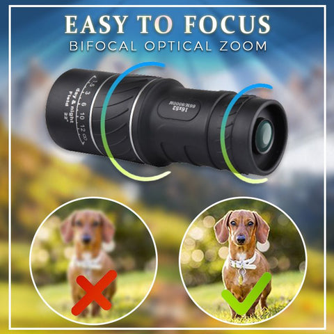 16x52 Monocular Telescope High-Power Dual Focus Optical Zoom