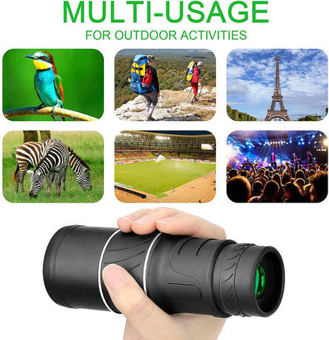 16x52 Monocular Telescope High-Power Dual Focus Optical Zoom