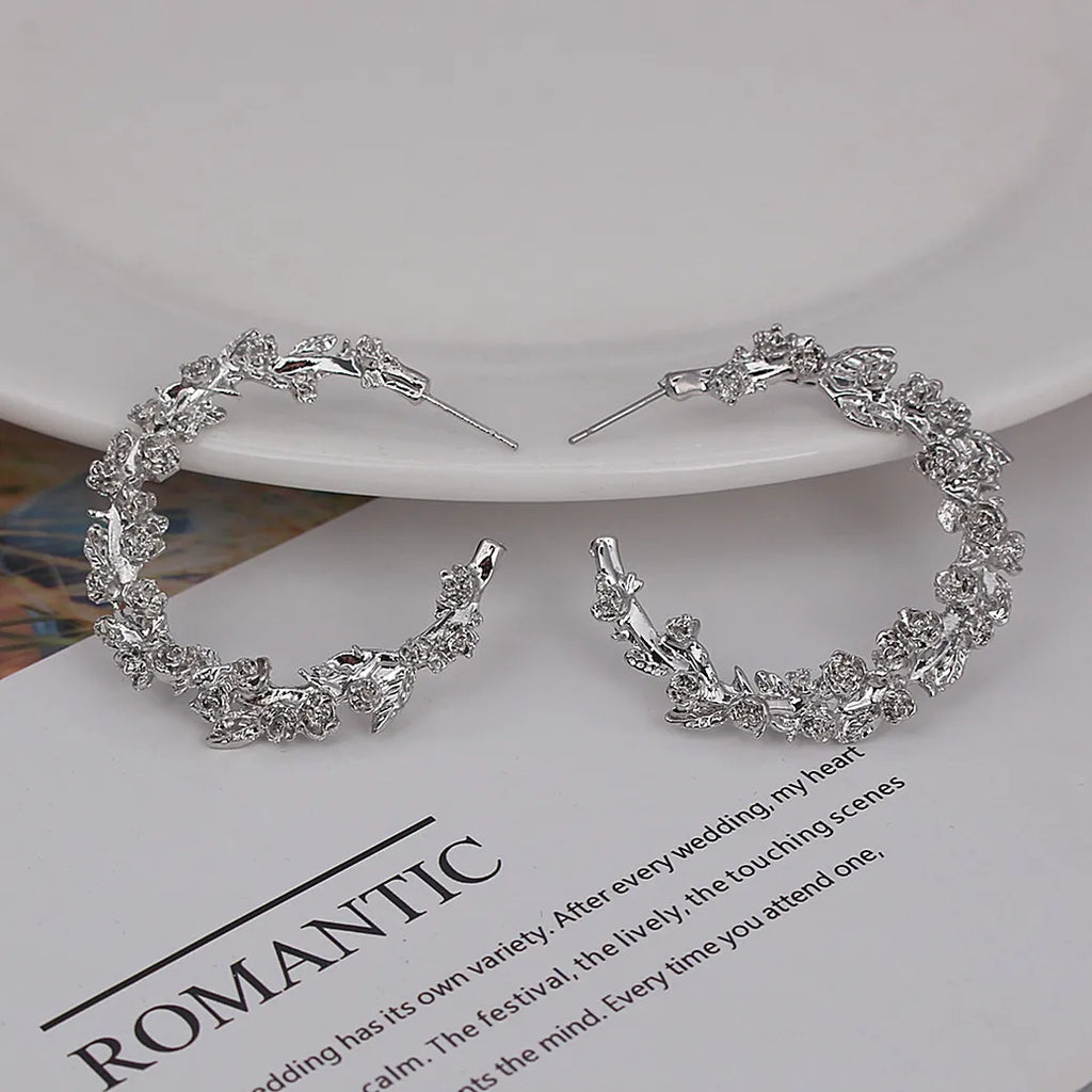 Trendy Rose Flower Semicircle Earrings for Women
