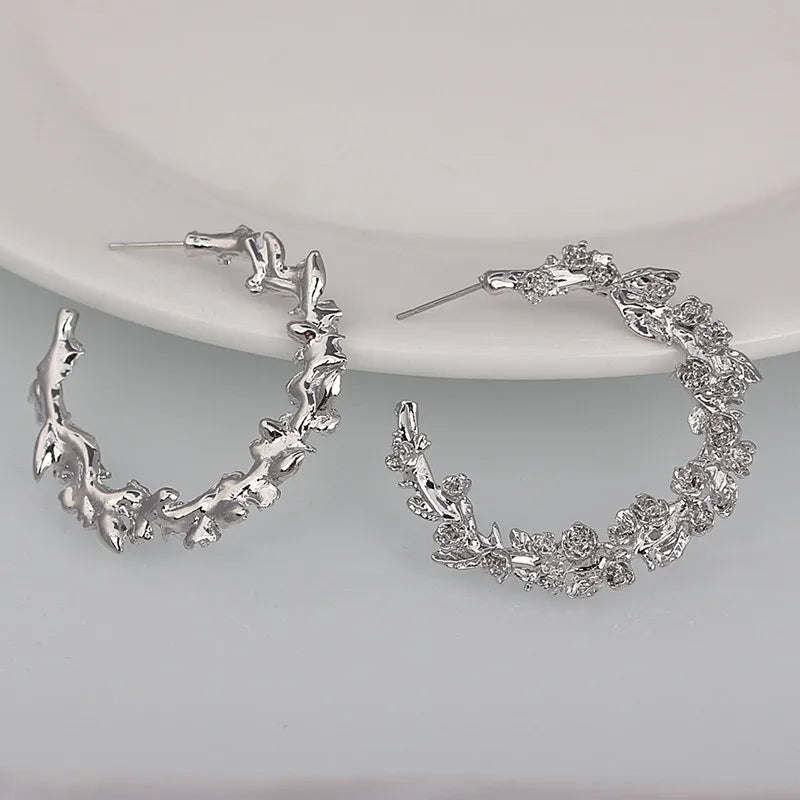 Trendy Rose Flower Semicircle Earrings for Women