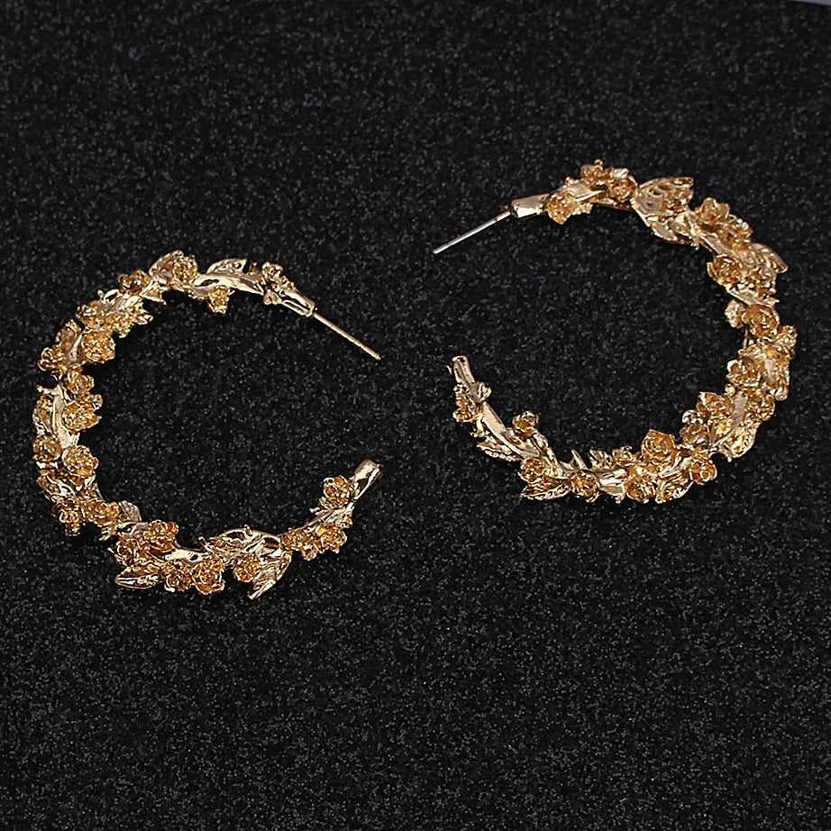 Trendy Rose Flower Semicircle Earrings for Women