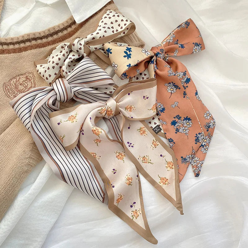 4pcs  Skinny Silk Scarf Hair Women  Band