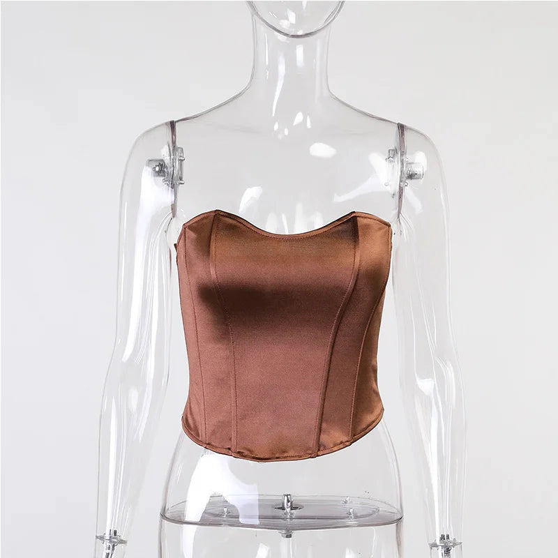 Elegant Slim Corset Cropped Top Strapless