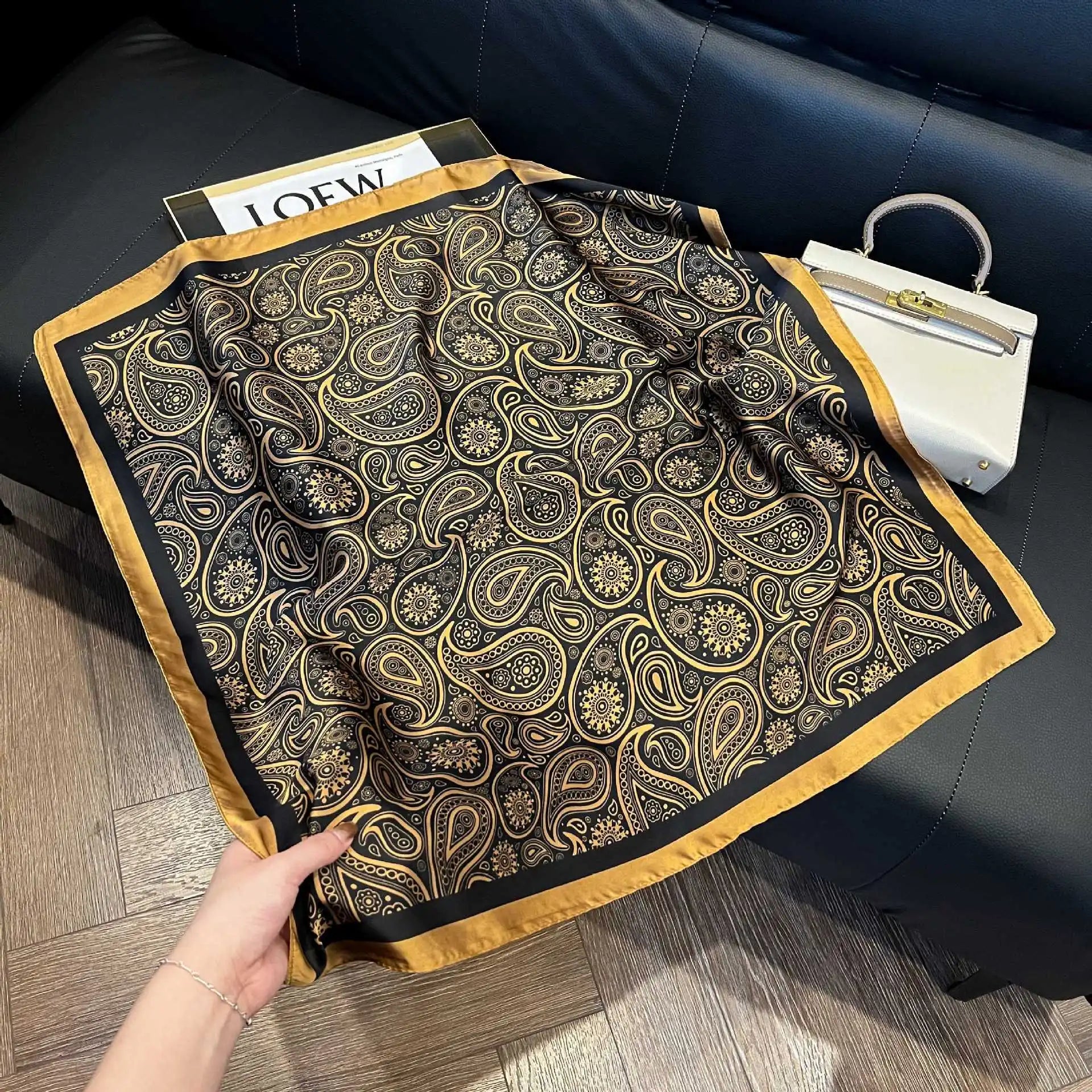 Luxury  Square Scarf Soft Satin For Women