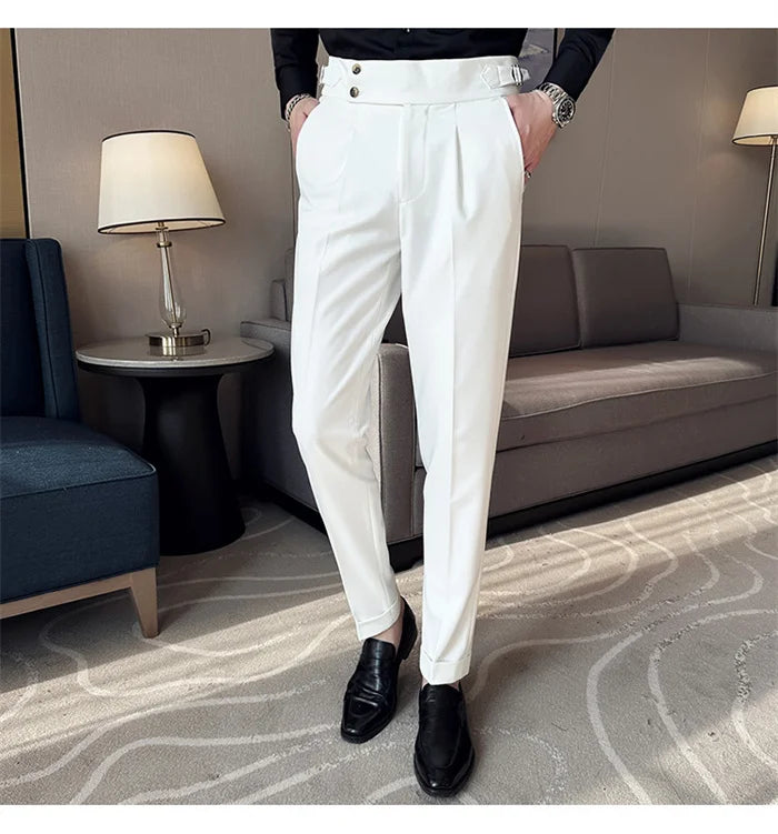 Men’s Slim Dress Pants – Adjustable Waist Business & Wedding Style