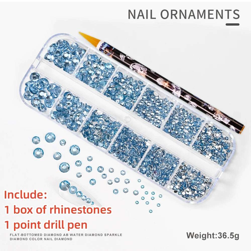 12Gird 3D Glass Crystal Nail Art