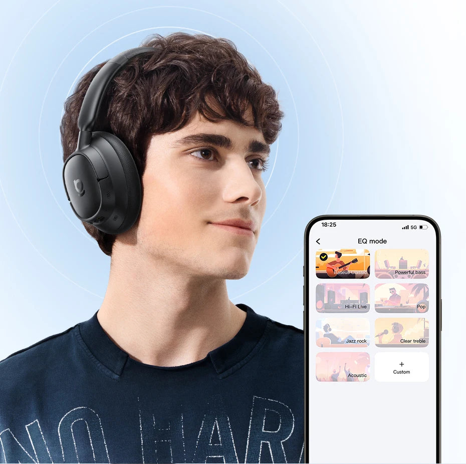 Baseus EH10 NC wireless headphones with adaptive noise canceling, Hi-Res audio, Bluetooth 6.0, and 80-hour battery.