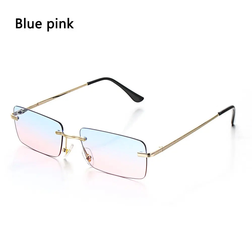 Trendy Rectangle  Rimless Punk Sunglasses UV400