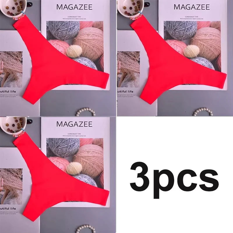 3PCS Women's Panties Ice Silk Underwear