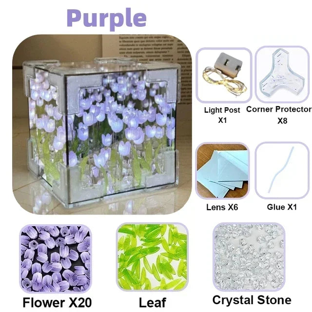 Tulip Mirror Cube Lamp Simulation Flower