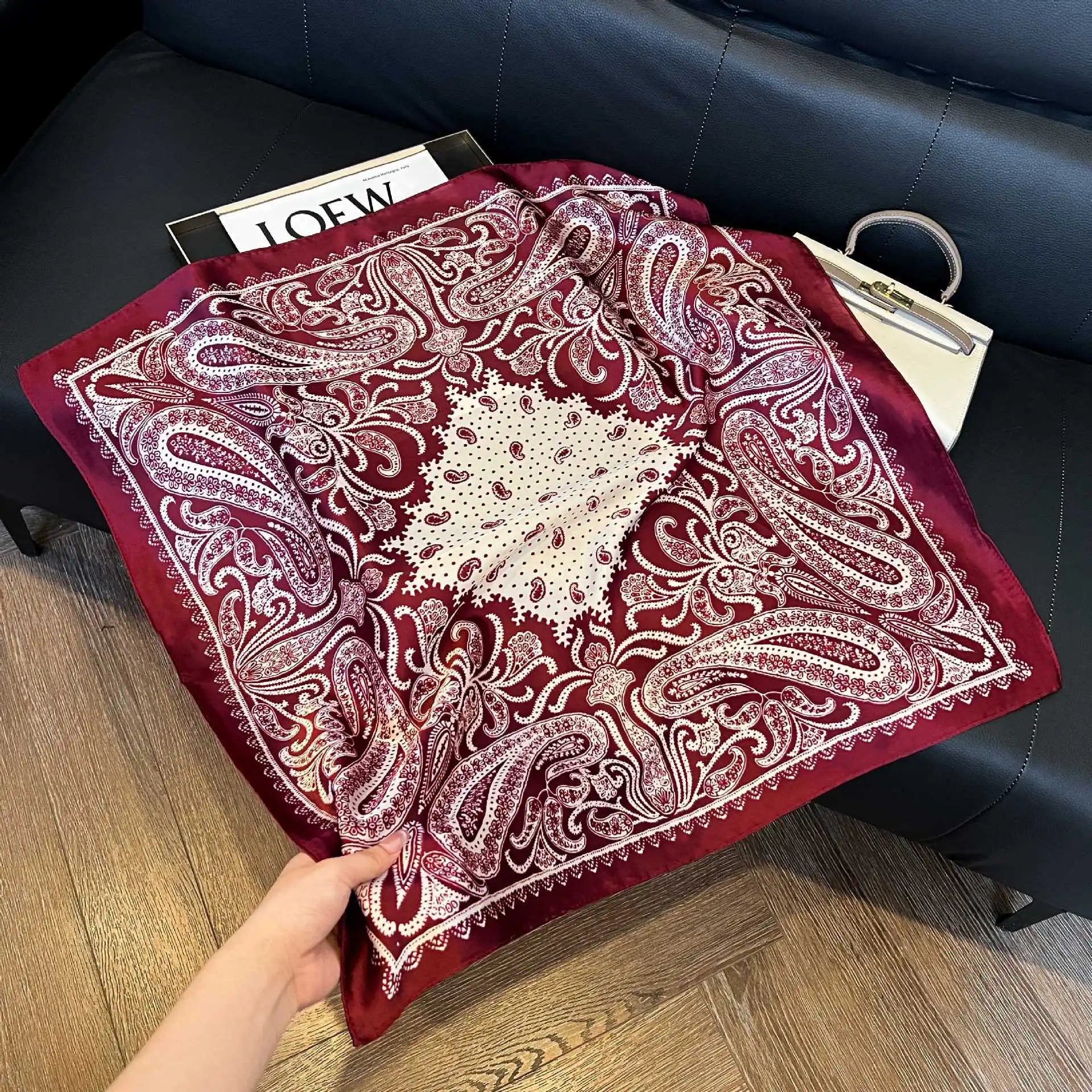 Luxury  Square Scarf Soft Satin For Women