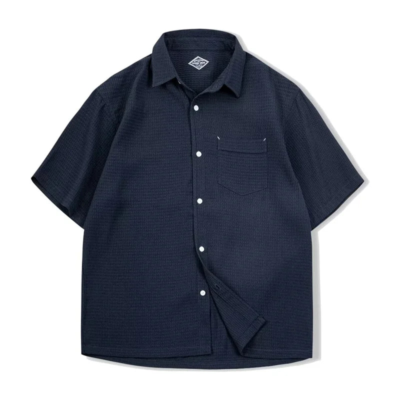 High Quality Casual Retro Men's Waffle Cargo Shirts