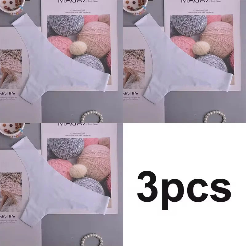 3PCS Women's Panties Ice Silk Underwear