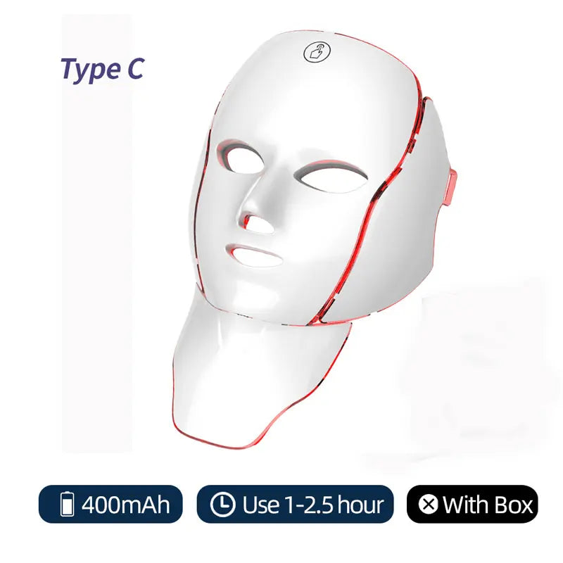 7 Colors LED Lifting Rechargeable Face Neck Mask