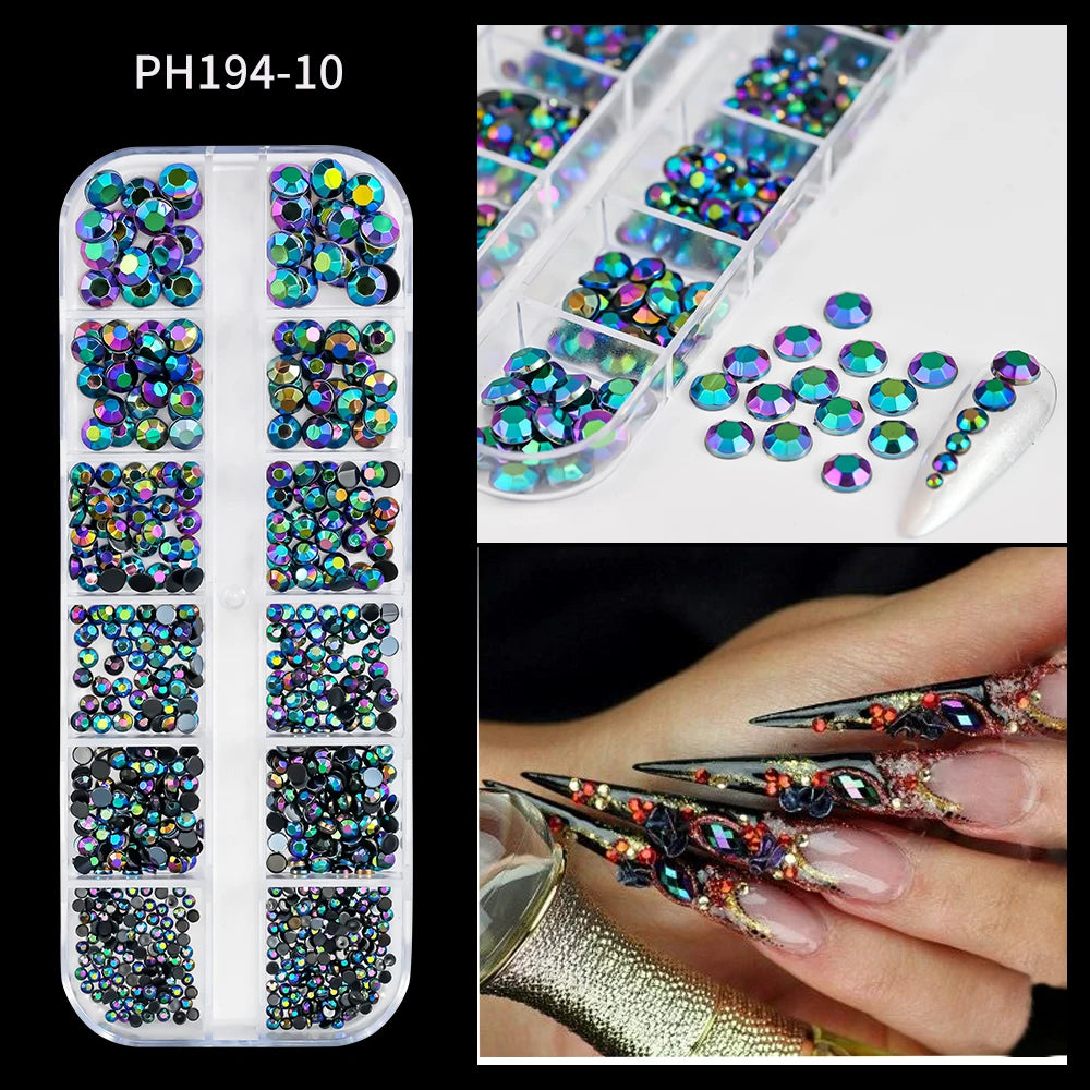 12Gird 3D Glass Crystal Nail Art