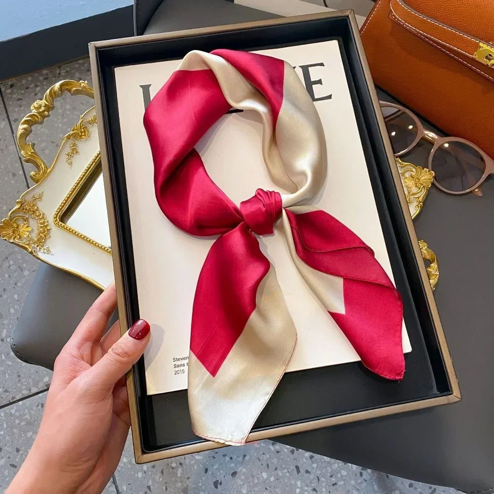 Fashion 70cm  Square Scarf Women Satin Hair Bandana