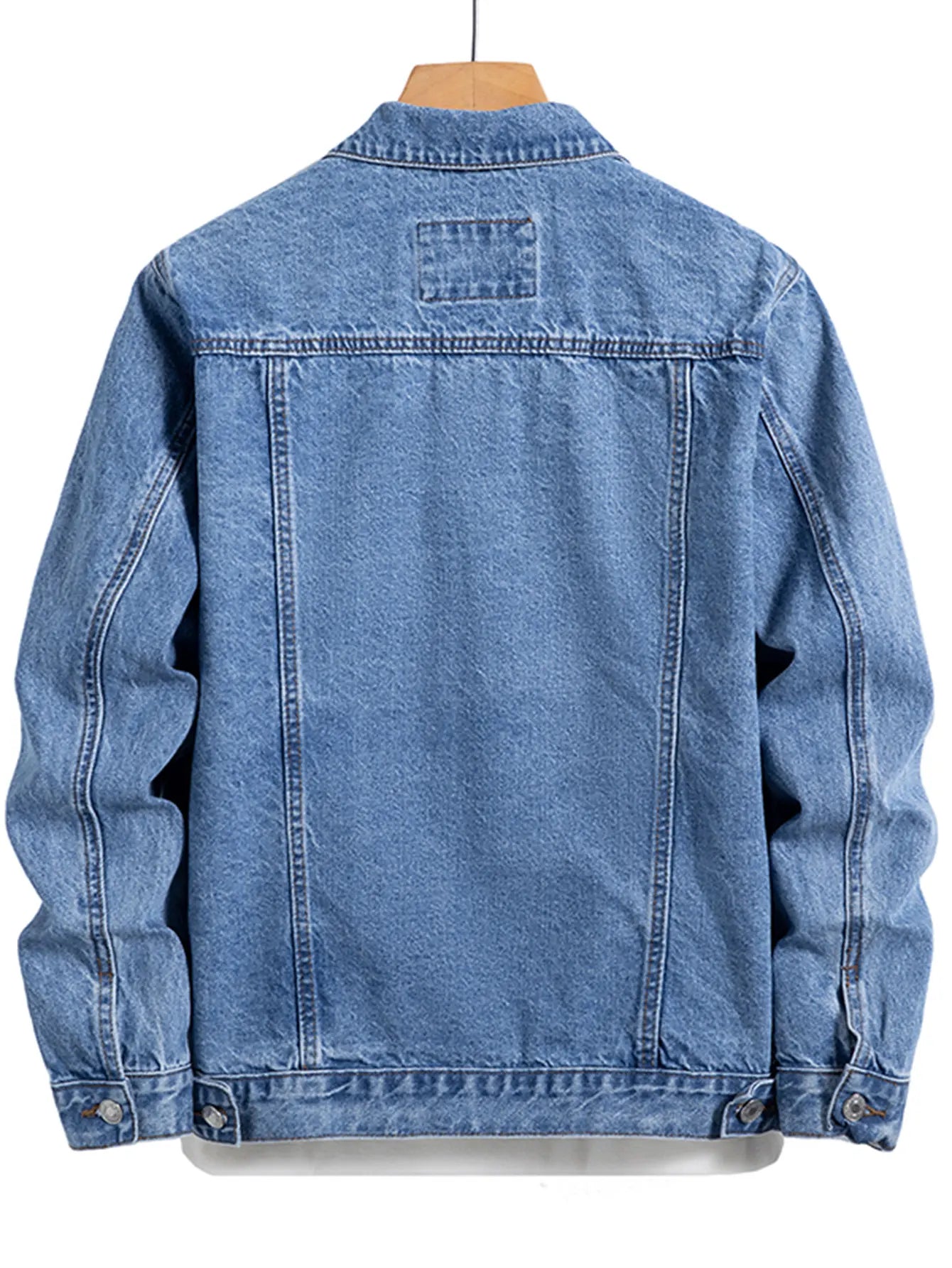Men’s Blue Denim Jacket – Multi-Pocket Casual Street Style