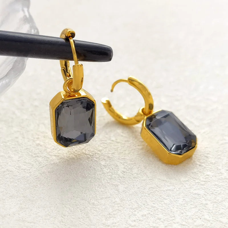Trendy Gold Color Crystal Dangle Earrings