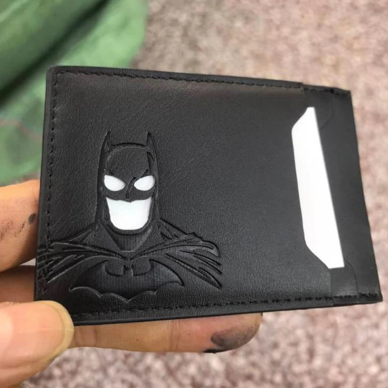 Personalized Leather Bat Mask Card Holder Wallet (Superhero Style)