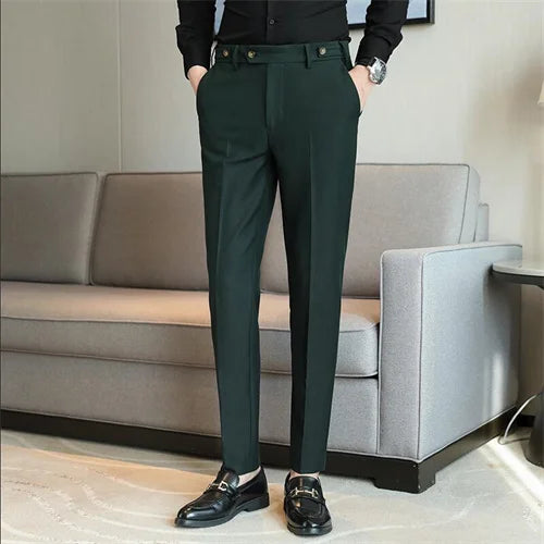 Men’s Slim Dress Pants – Adjustable Waist Business & Wedding Style