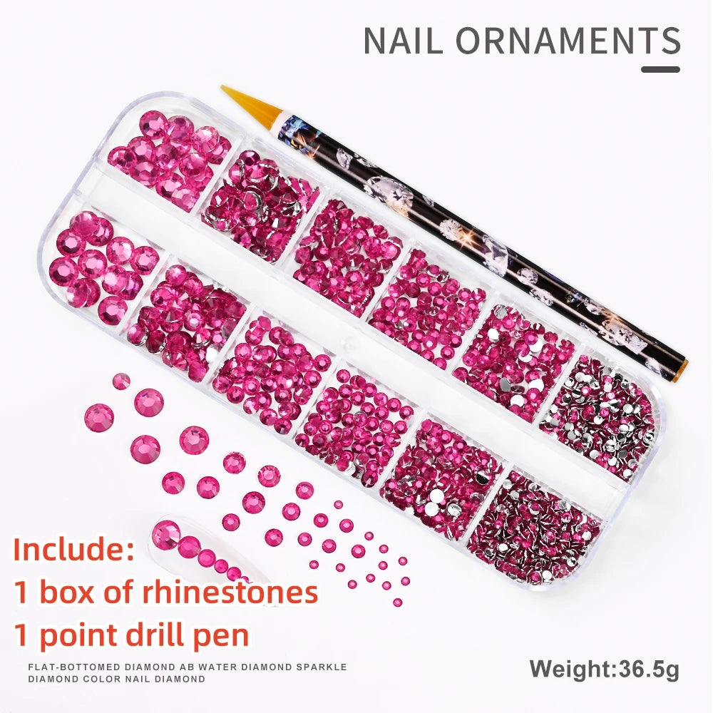 12Gird 3D Glass Crystal Nail Art