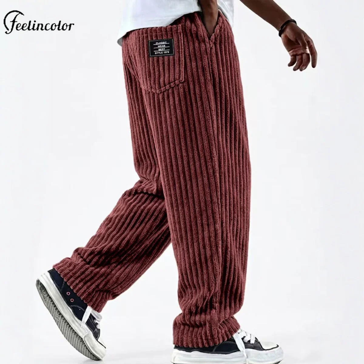 Men’s Retro Striped Corduroy Pants
