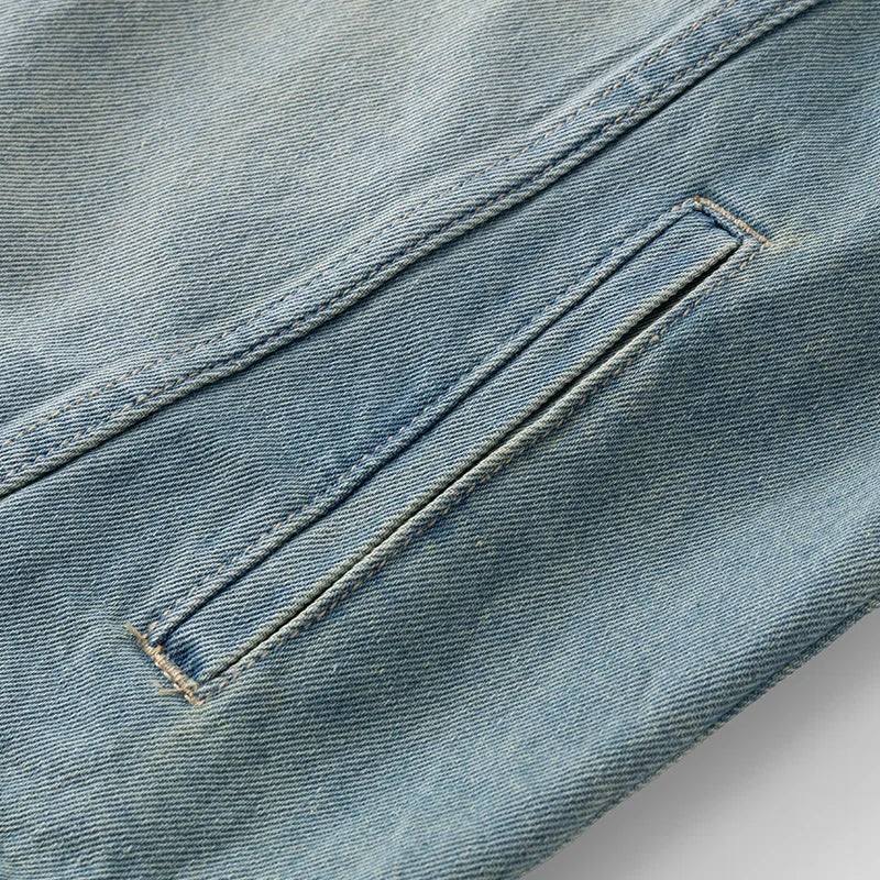 Men’s Casual Denim Jacket – Zipper Loose High Street Workwear