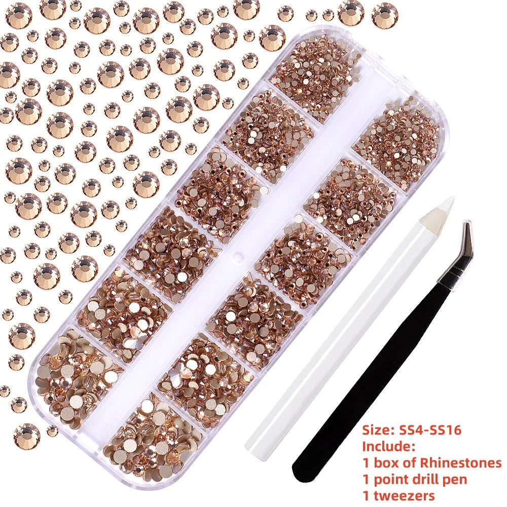 12Gird 3D Glass Crystal Nail Art