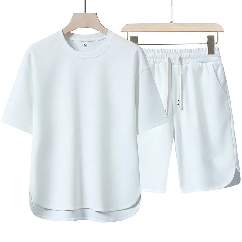 New Men Suit T-shirt+shorts Two Piece Set