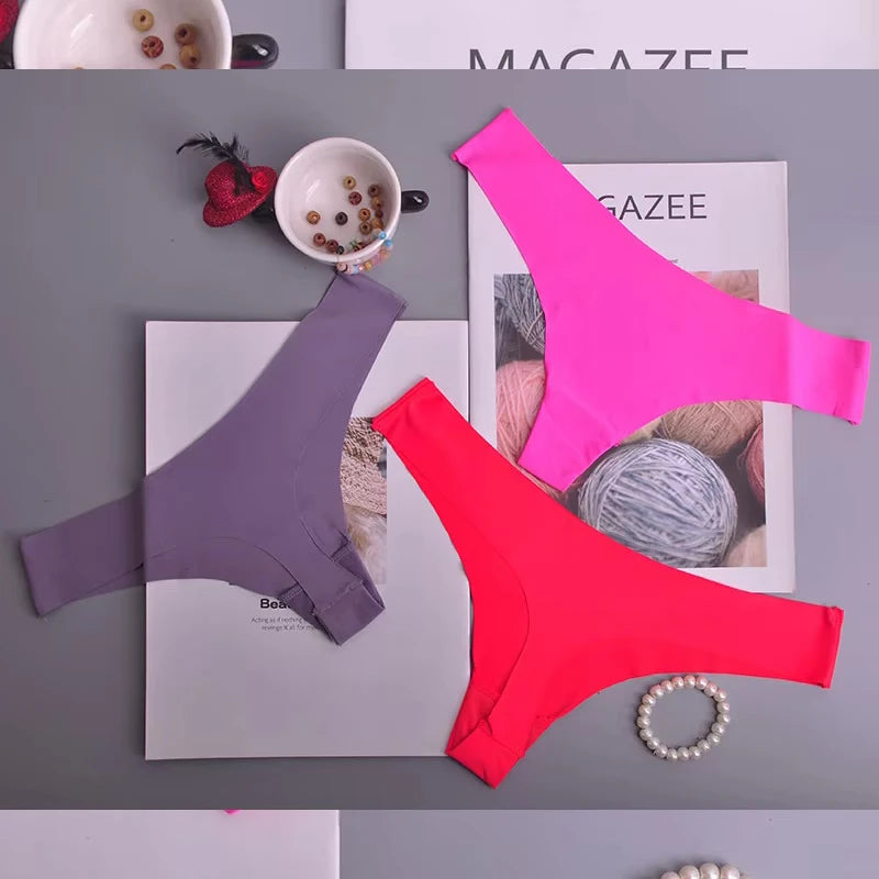 3PCS Women's Panties Ice Silk Underwear