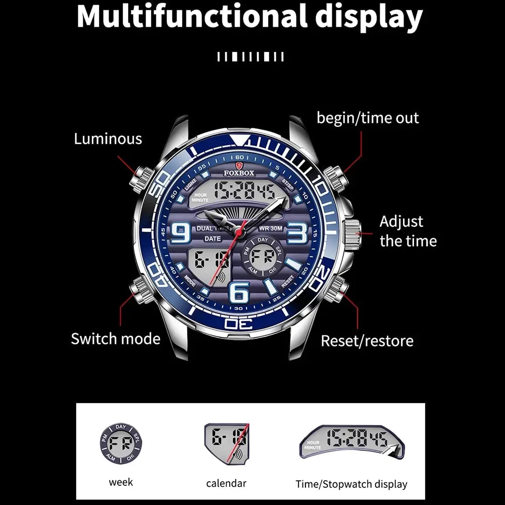 Top Brand  Luxury Waterproof  Digital Mens Watches Clock+Box