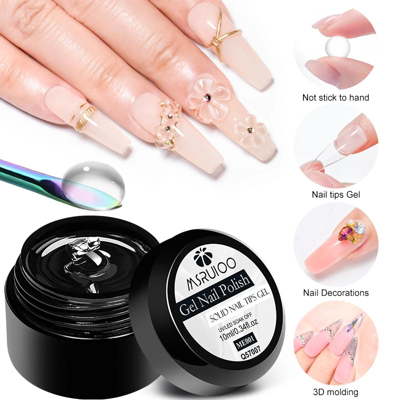 MSRUIOO 10ml Clear Solid Nail Tips Gel