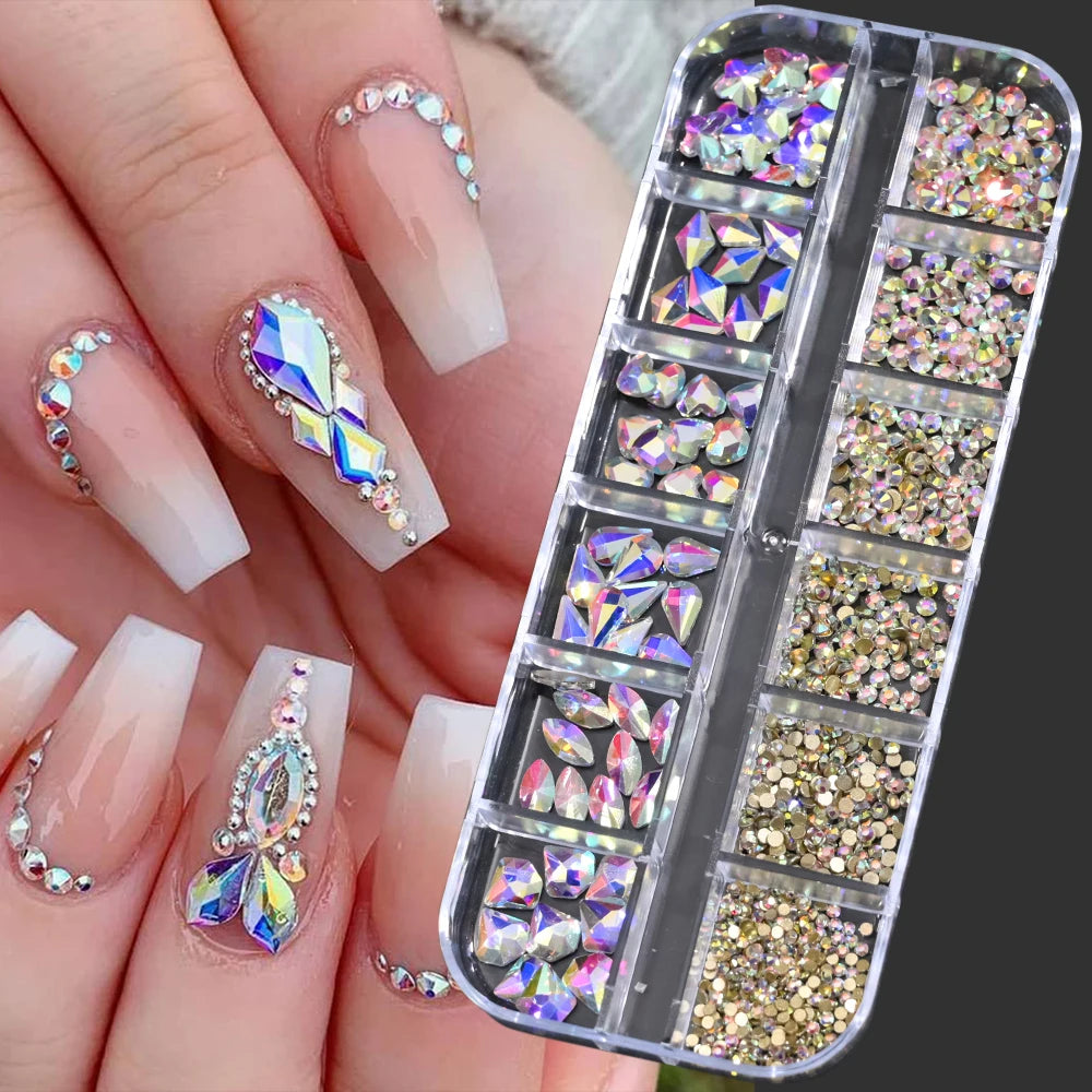 12Gird 3D Glass Crystal Nail Art