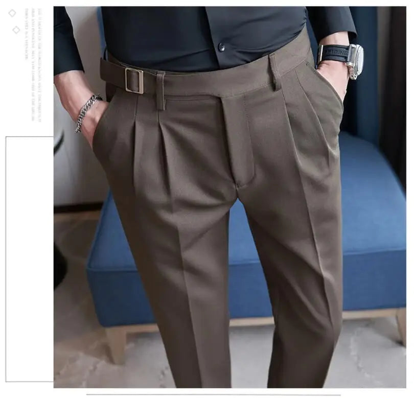 Men’s Slim Dress Pants – Adjustable Waist Business & Wedding Style