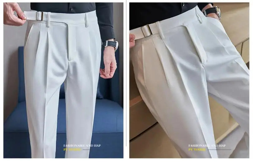 Men’s Slim Dress Pants – Adjustable Waist Business & Wedding Style