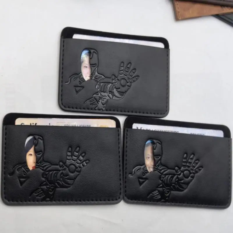 Personalized Leather Bat Mask Card Holder Wallet (Superhero Style)