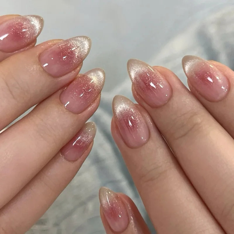 24pcs French Almond Press on Nails