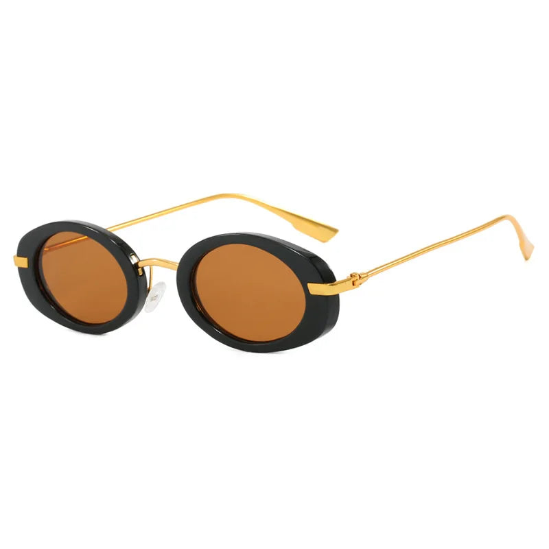 Trendy Luxury Designer Small Oval Frame Women's Sunglasses