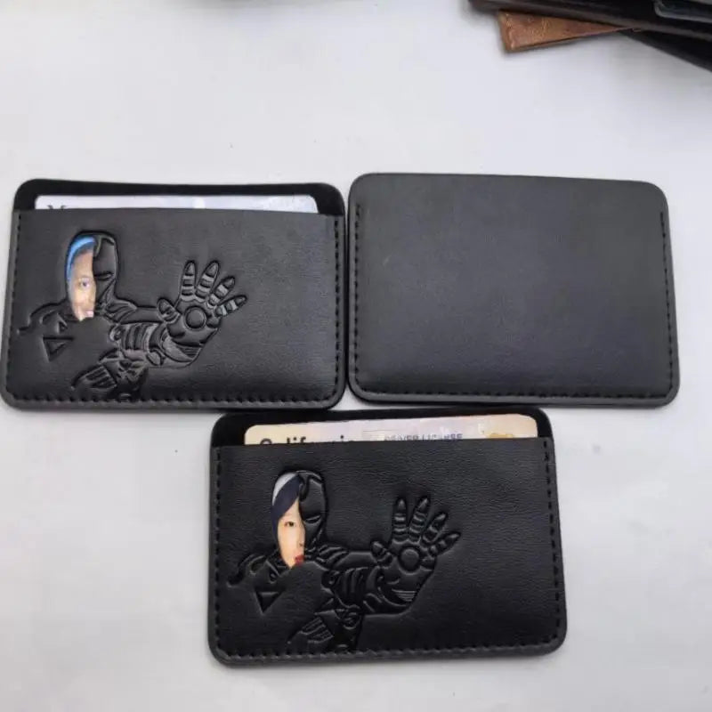 Personalized Leather Bat Mask Card Holder Wallet (Superhero Style)