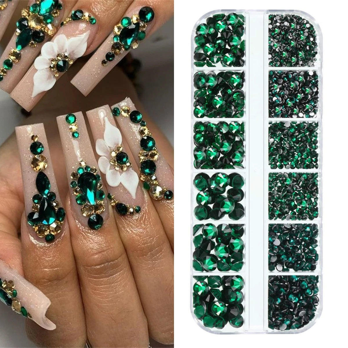 12Gird 3D Glass Crystal Nail Art