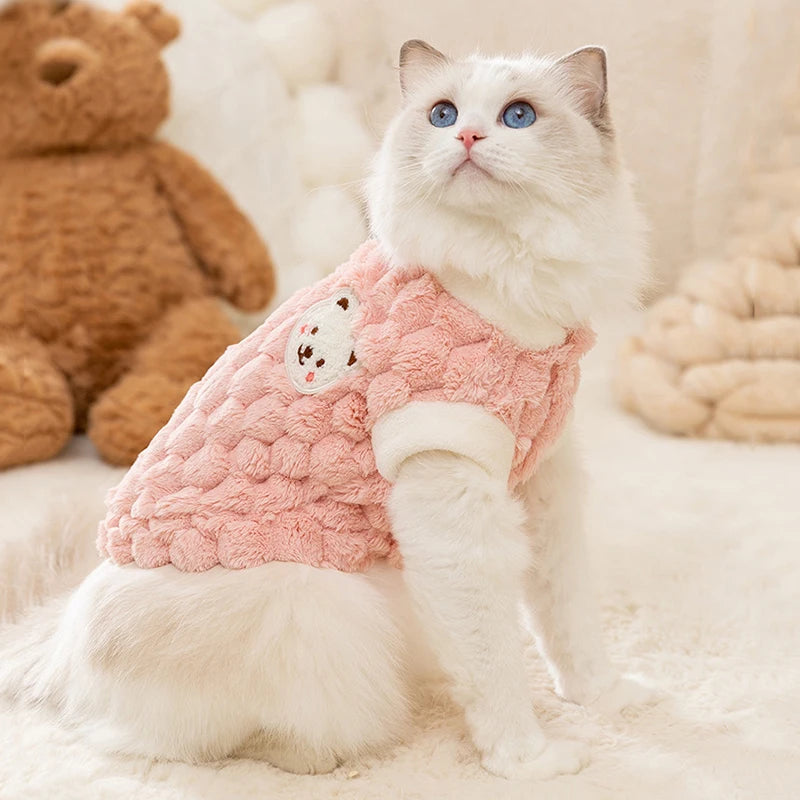 Winter Warm Cat Clothes Sweater with Buckle