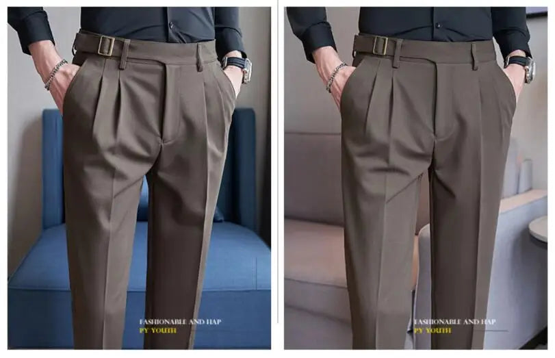 Men’s Slim Dress Pants – Adjustable Waist Business & Wedding Style