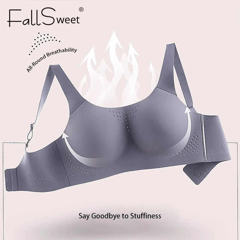 FallSweet Plus Size Wireless Sports Bra – Shockproof Thin Cup Bralette