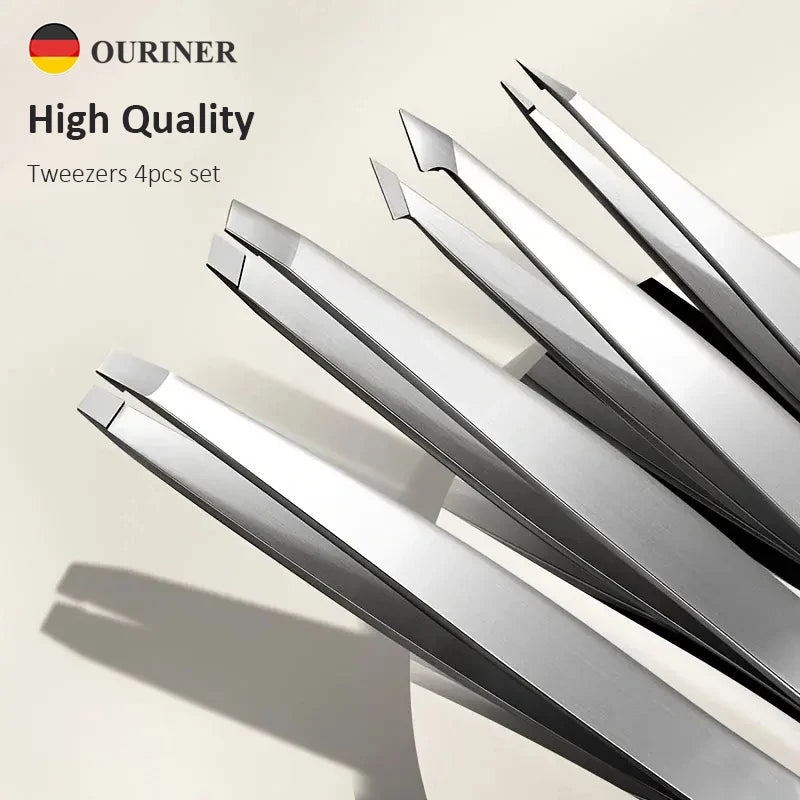 Stainless Steel Eyebrow Tweezers Set 4 Pcs  Eyebrow