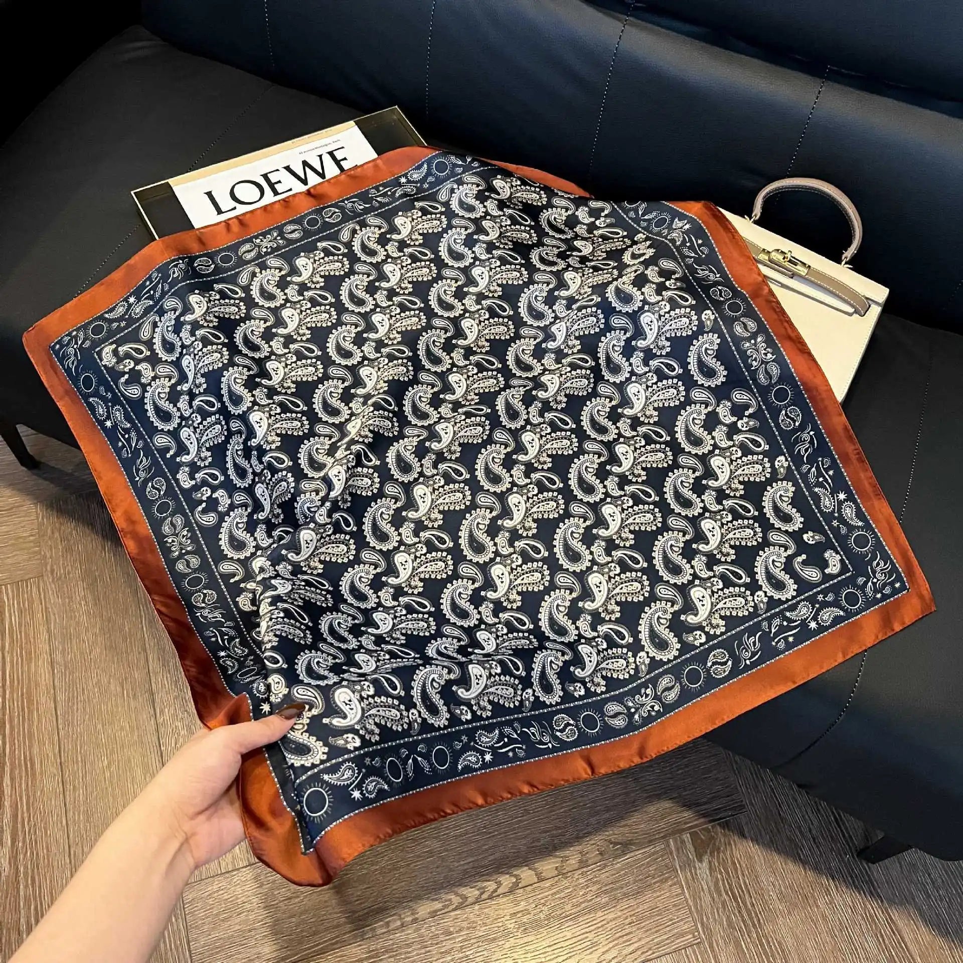 Luxury  Square Scarf Soft Satin For Women