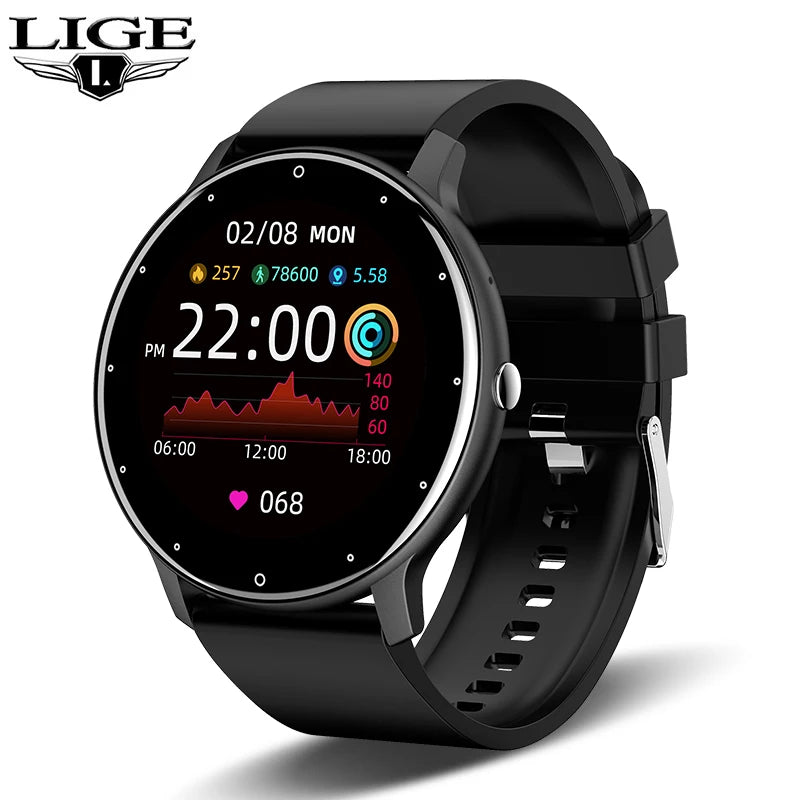 LIGE Smartwatch – Full Touch, Bluetooth Call, Waterproof Fitness Tracker for Android & iOS