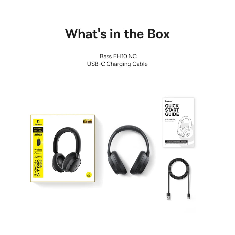 Baseus EH10 NC wireless headphones with adaptive noise canceling, Hi-Res audio, Bluetooth 6.0, and 80-hour battery.