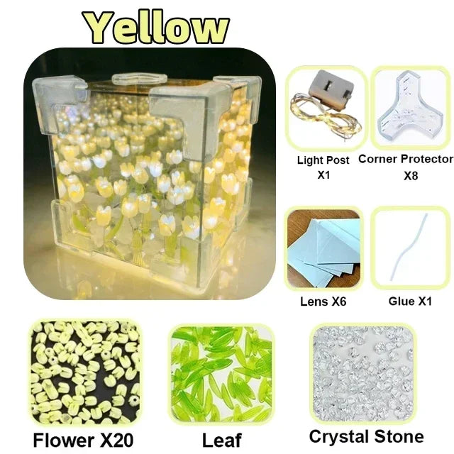 Tulip Mirror Cube Lamp Simulation Flower