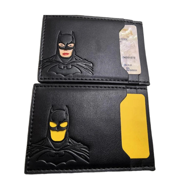 Personalized Leather Bat Mask Card Holder Wallet (Superhero Style)