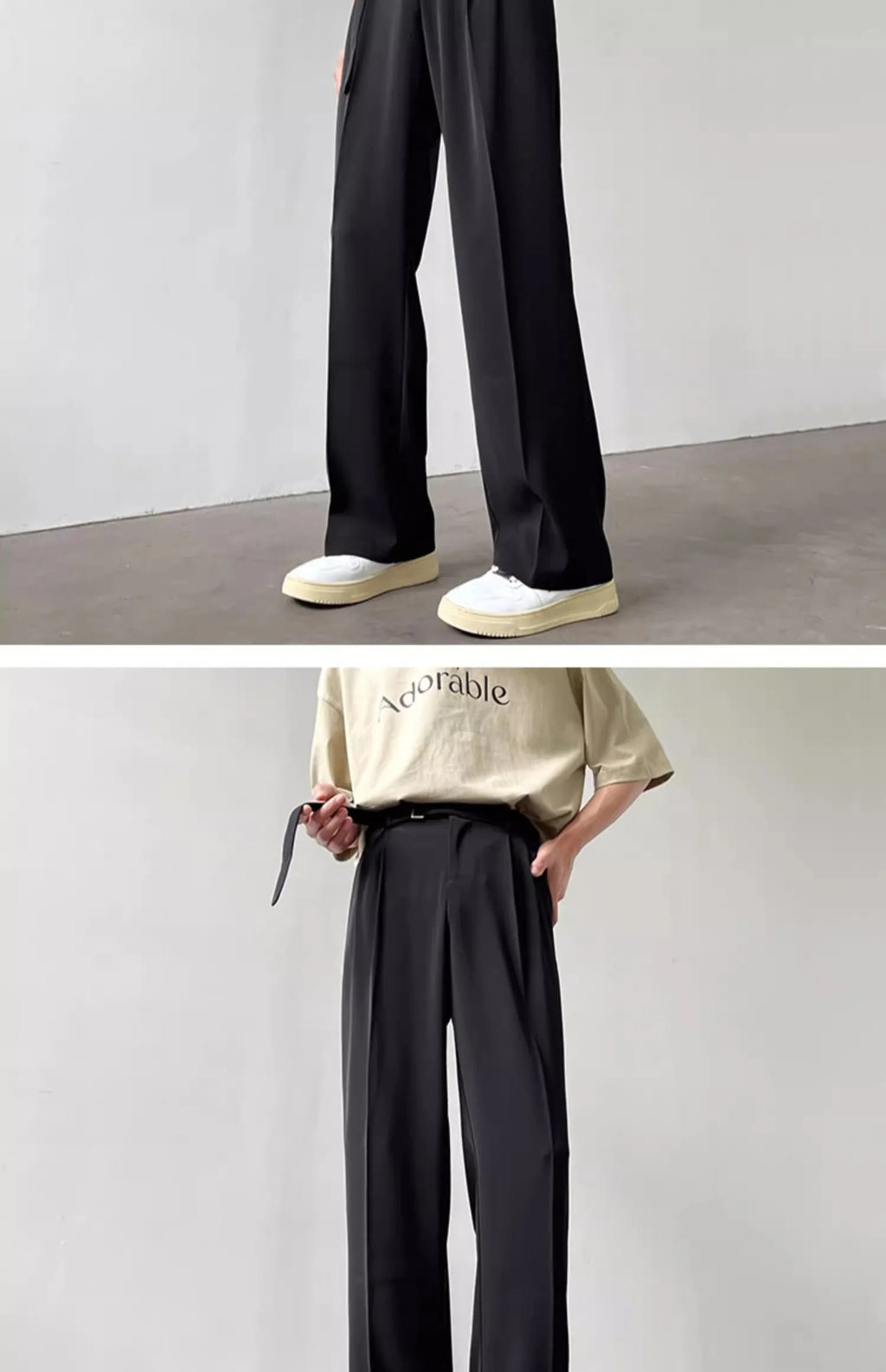 Retro High-End Wide-Leg Trousers with Belt (Men’s Casual Luxury Style)